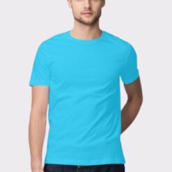 Sky Blue Plain Half Sleeve Round Neck T-Shirt - Refreshing Style for Men