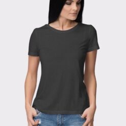 Classic Charcoal Grey Plain Women's Half Sleeve Round Neck T-Shirt - Timeless Style and Comfort