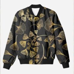 Golden Flower and Black Unisex AOP Bomber Jacket | Stylish, Lightweight, Versatile | Ideal Outerwear for All Seasons