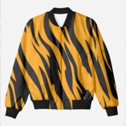 Stylish Unisex AOP Bomber Jacket with Yellow Black Stripes | Trendy, Lightweight, Versatile | Ideal Outerwear for All Seasons