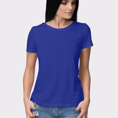 Royal Blue Plain Women's Half Sleeve Round Neck T-Shirt - Elegant and ...