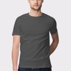 Charcoal Grey Plain Half Sleeve Round Neck T-Shirt - Classic Style and Comfort for Men