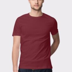 Maroon Plain Half Sleeve Round Neck T-Shirt - Classic Style for Men