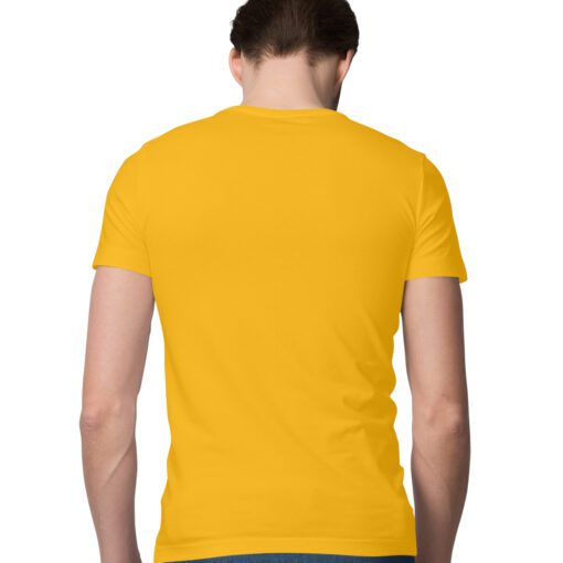 Golden Yellow Plain Half Sleeve Round Neck T-Shirt - Effortless Style for Men