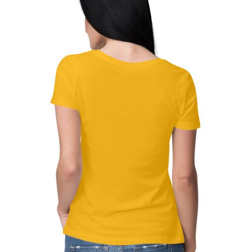 Stylish Golden Yellow Plain Women's Half Sleeve Round Neck T-Shirt - Effortless Elegance and Comfort