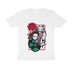 Demon Slayer Tanjiro and Nezuko Half Sleeve Round Neck T-Shirt - Authentic Anime Merchandise for Fans