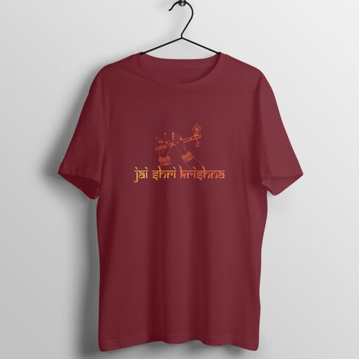 Jai Shree Krishna Half Sleeve Round Neck T-Shirt - Divine Blessings, Unisex Comfort